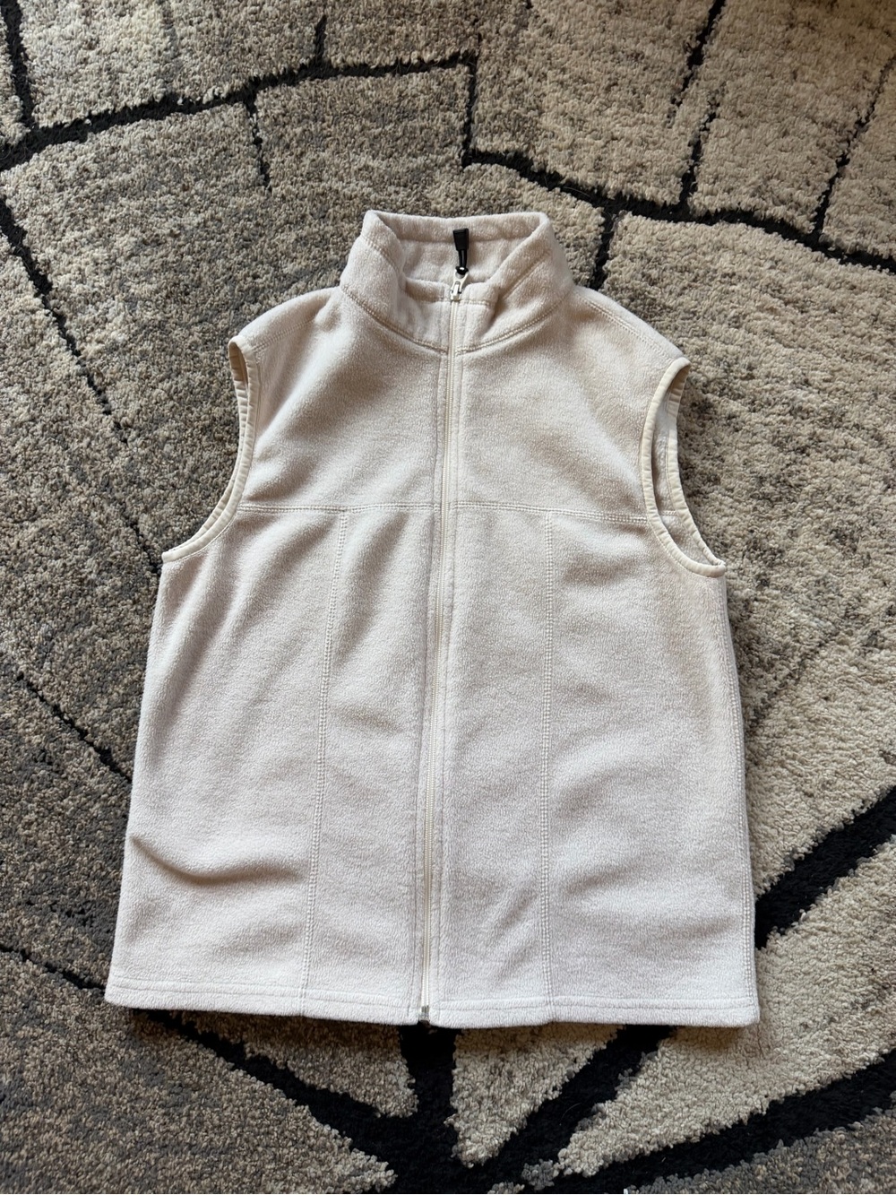 Women's Cream Fleece Zip-Front Vest